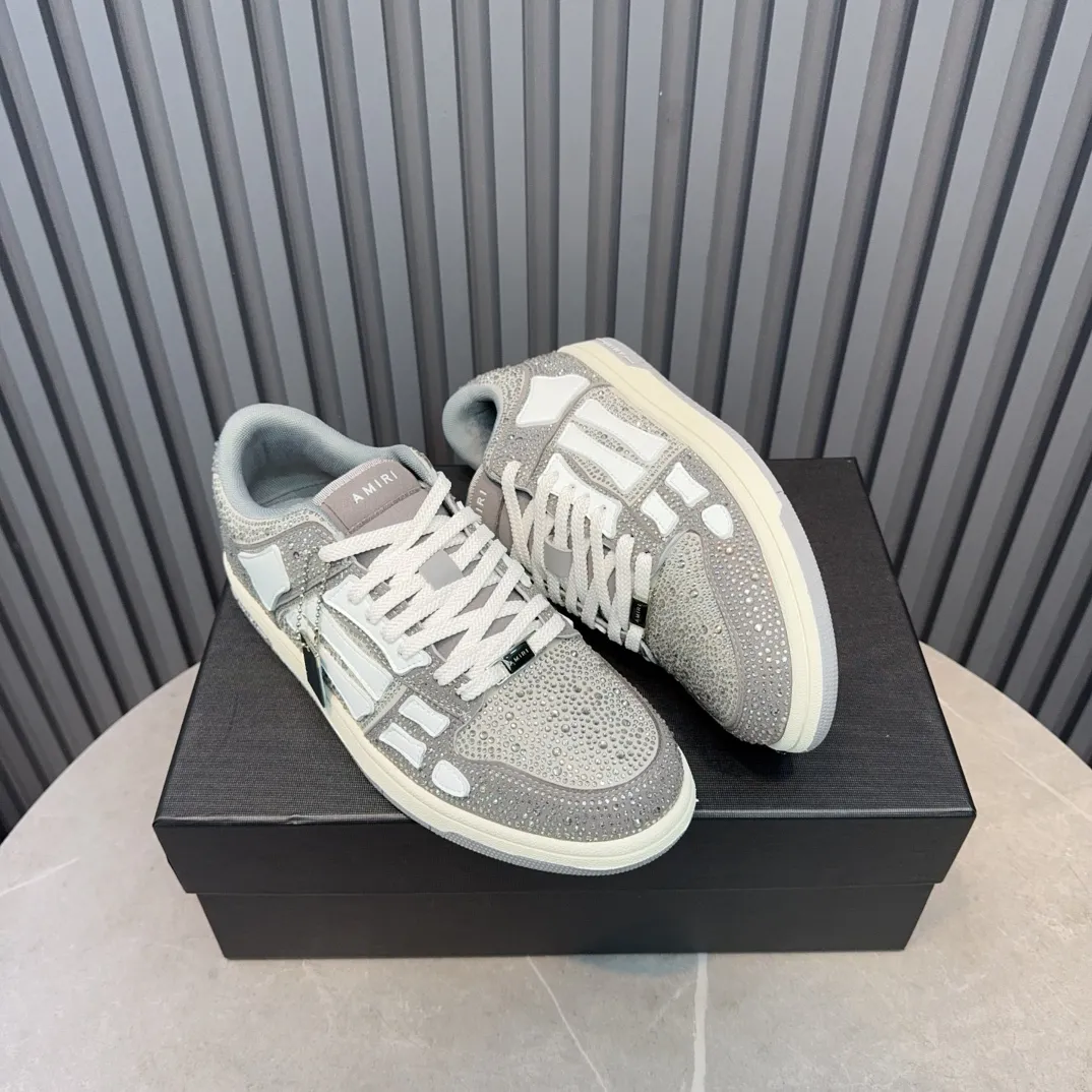 Men's men's shoes 💰600 AMIRI high street sneakers with bone sports shoes, toe layer cowhide upper, upper side bones, hand-stitched, good three-dimensional effect, customized metal LOGO, size 38-45 46